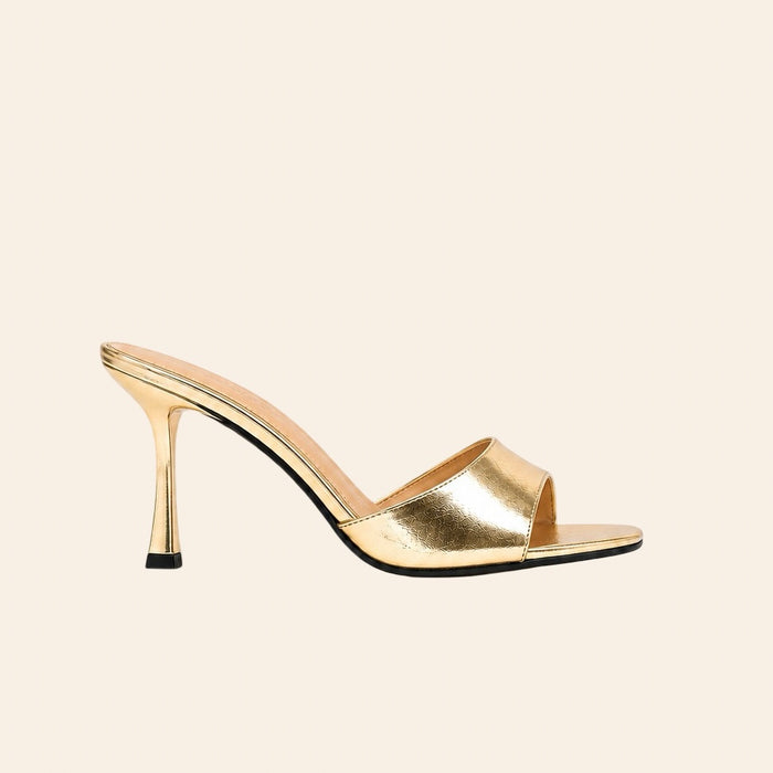 Azélia — Mules à Talons Métallisées Dorées