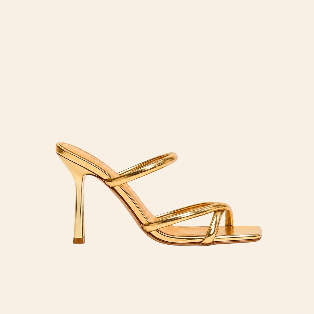 Soraya — Mules à Talons Métallisées Dorées