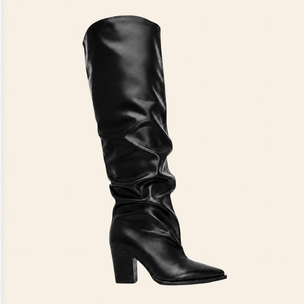 Cassy — Bottes Hautes Plissées Noires