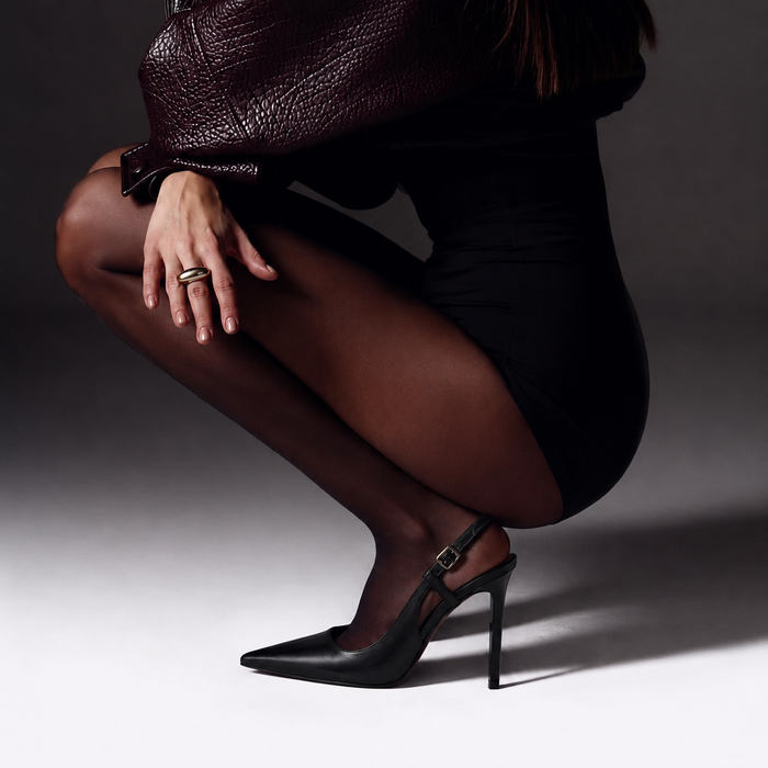 Valeria — Escarpins Slingback Vernis Noirs