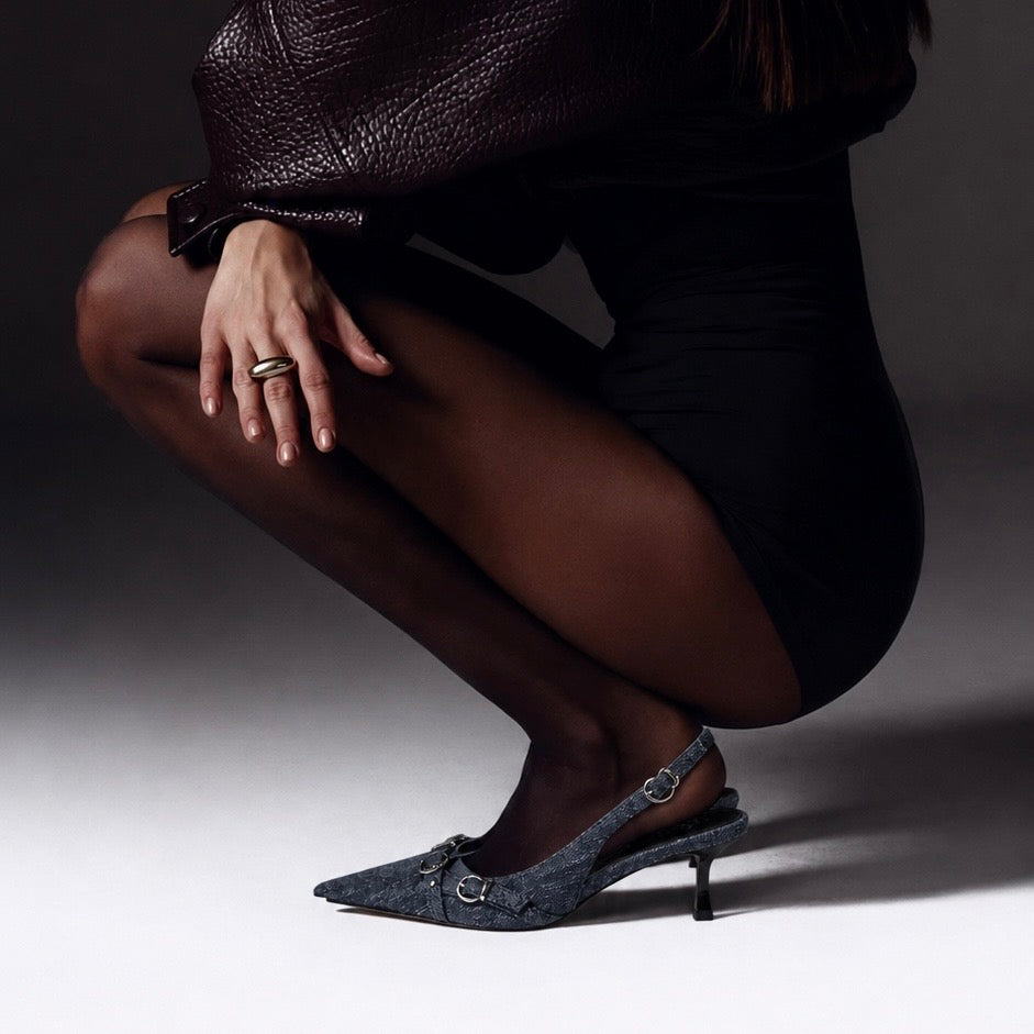 Azael Escarpins Slingback en Denim