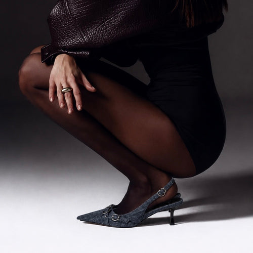 Azael Escarpins Slingback en Denim