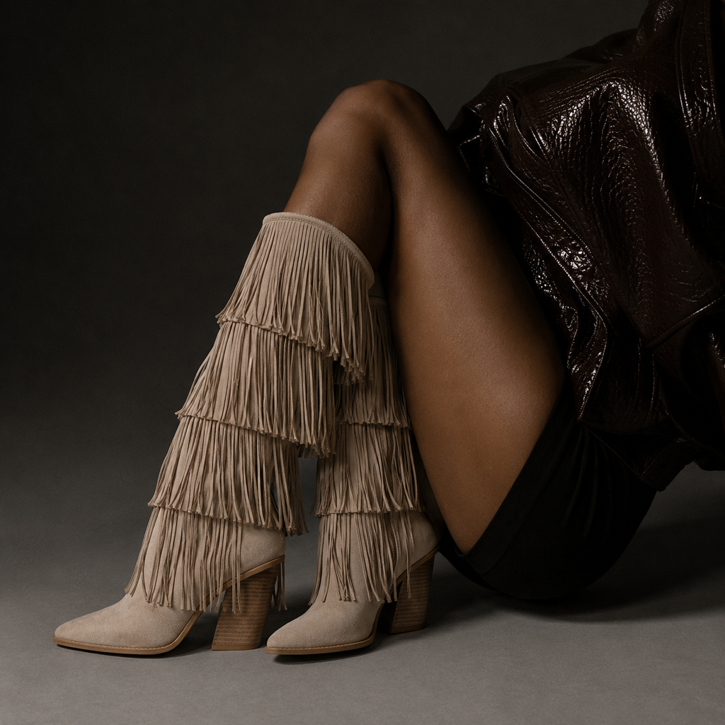 Vittoria — Santiags à Franges Beige