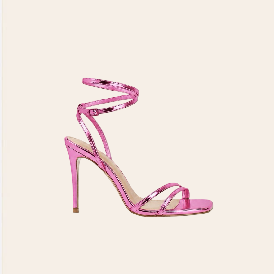 Nélia — Sandales à Talons Métallisées Roses