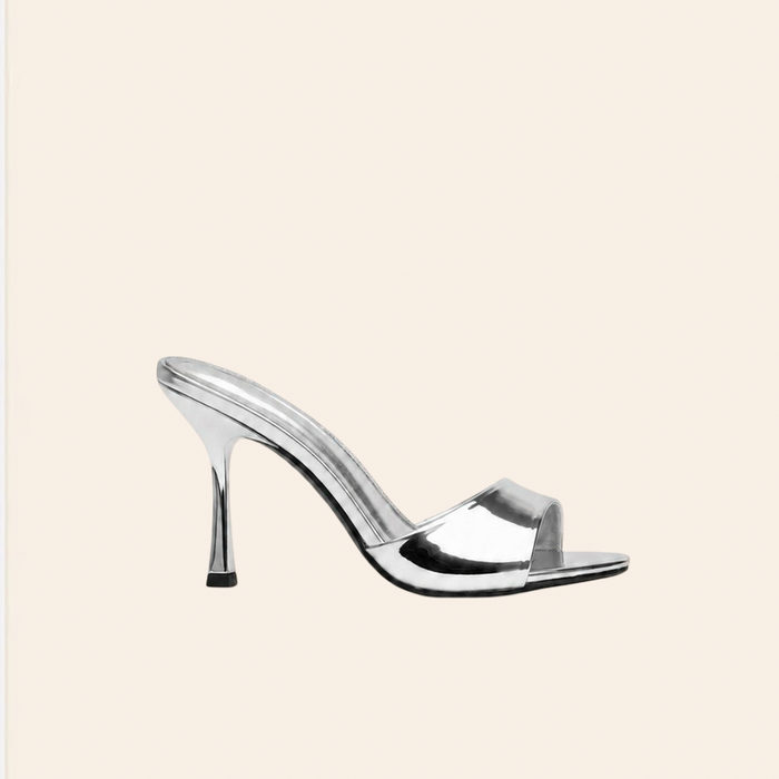 Azélia — Mules à Talons Métallisées Argentées
