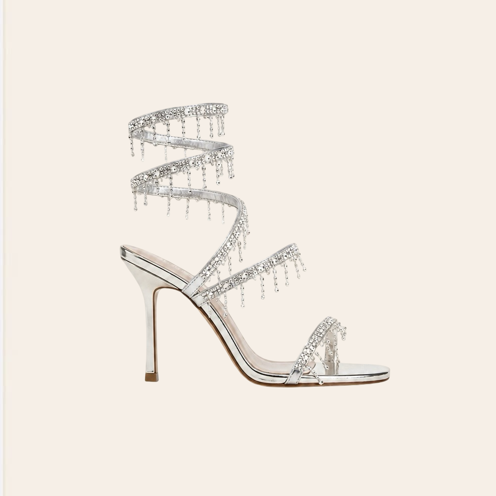 Cassia — Sandales à Talons Strass Argentées
