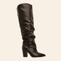 Cassy — Bottes Hautes Plissées Marron