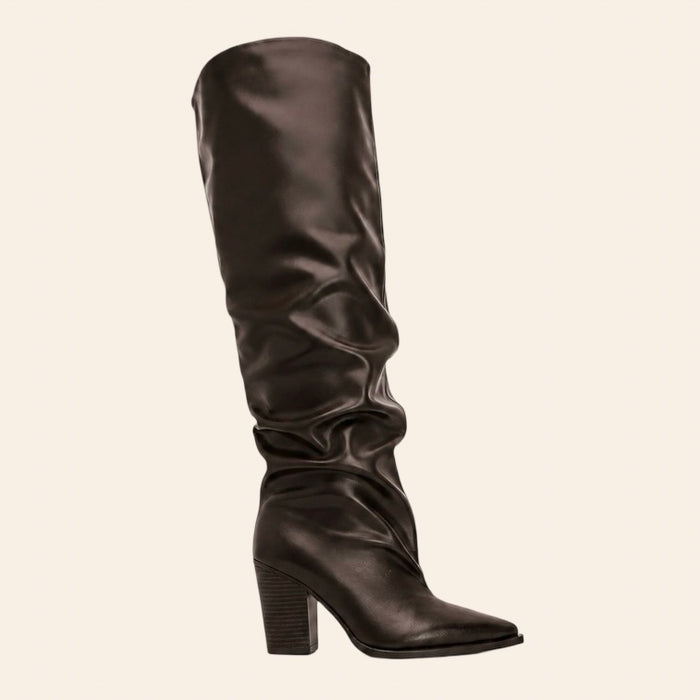 Cassy — Bottes Hautes Plissées Marron