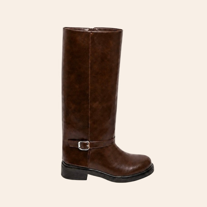 Amalia — Bottes Hautes à Boucles Marrons