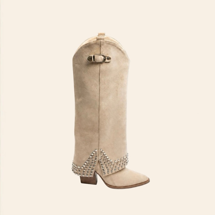 Sienna — Santiags Cloutées Beige