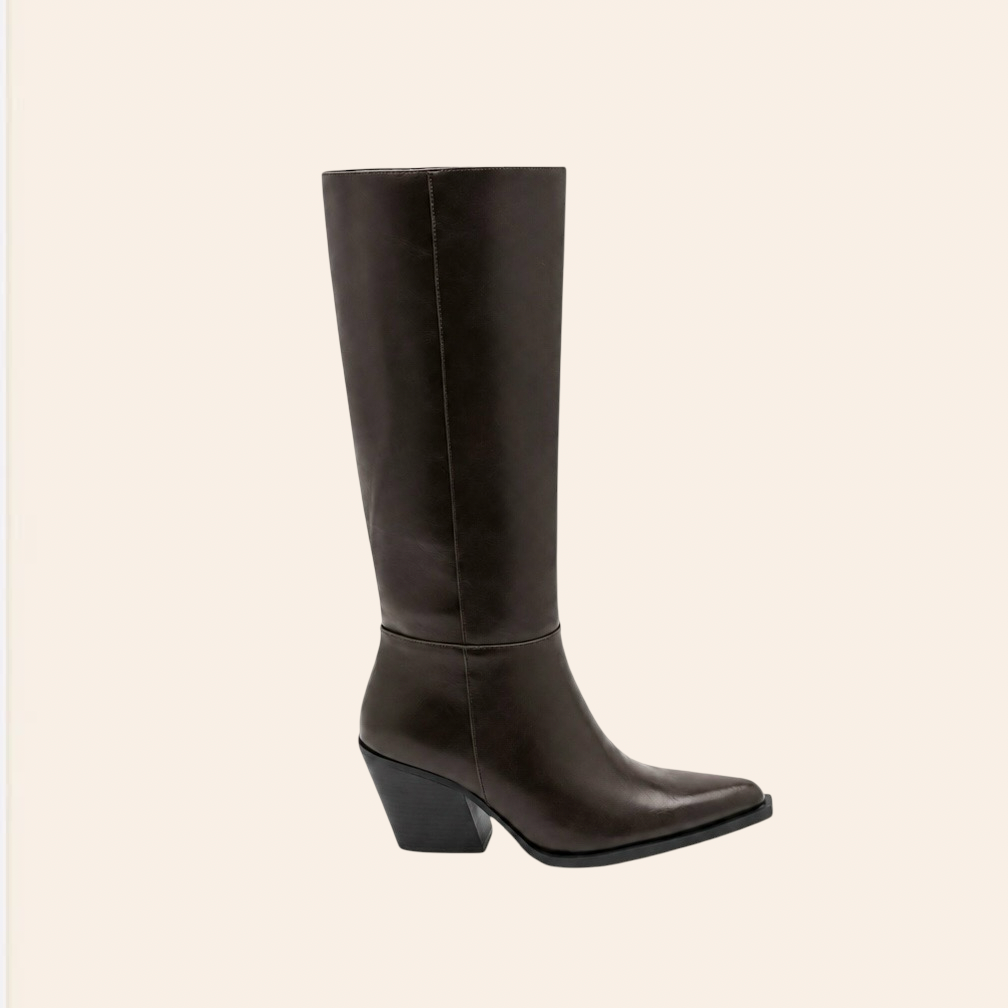 Carmela — Bottes Hautes à Talon Western Marrons