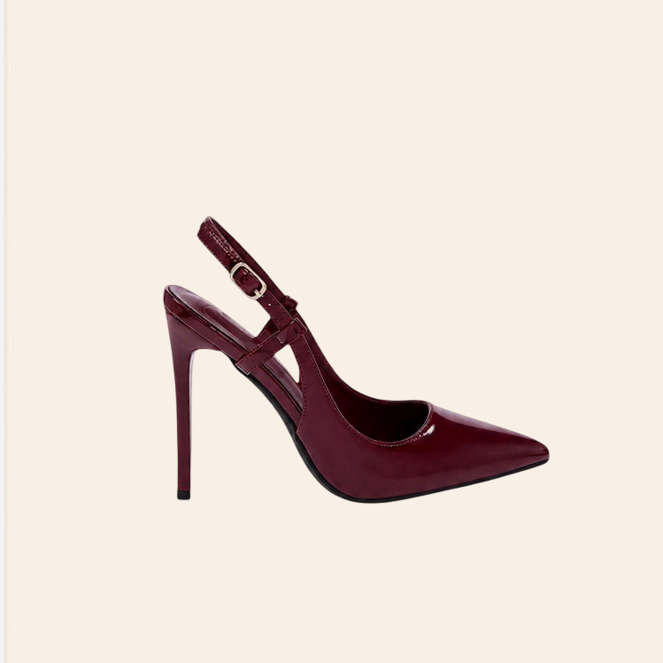 Valeria — Escarpins Slingback Vernis Bordeaux