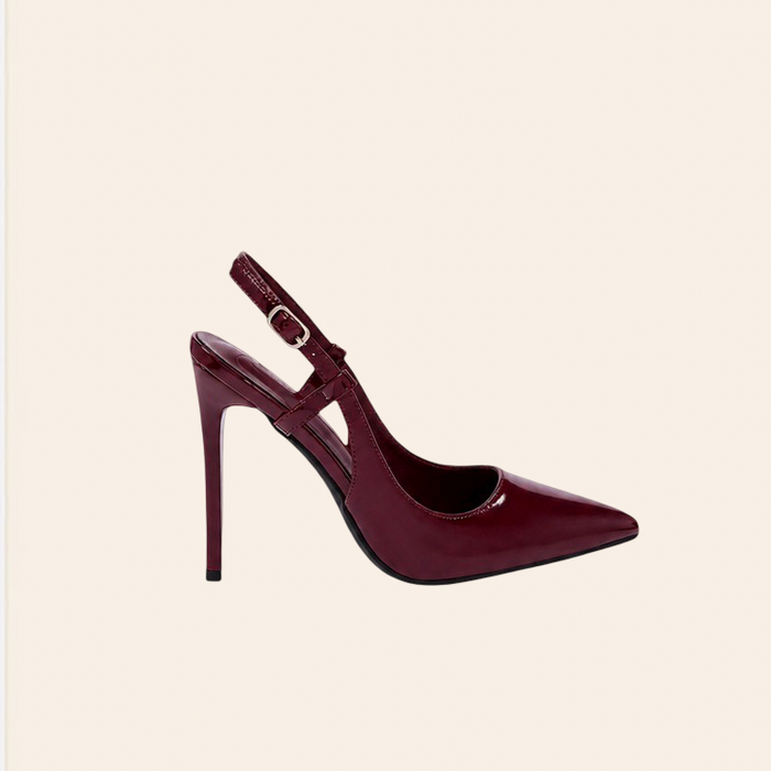 Valeria — Escarpins Slingback Vernis Bordeaux
