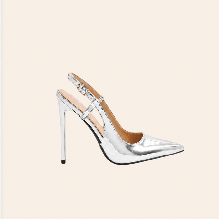 Valeria — Escarpins Slingback Vernis Argentés