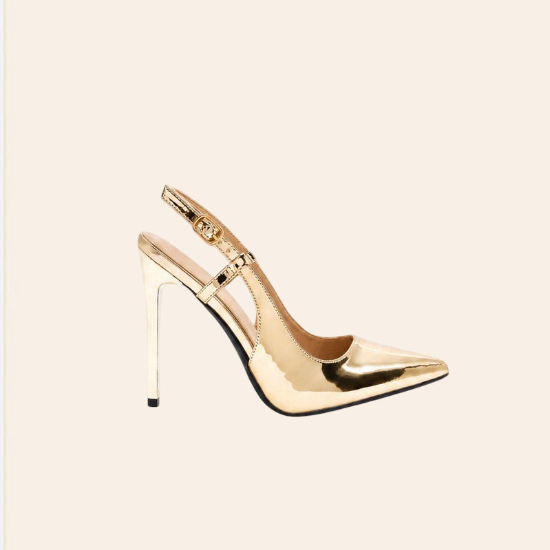 Valeria — Escarpins Slingback Vernis Dorés