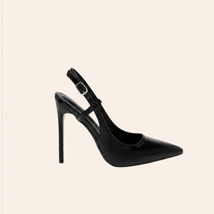 Valeria — Escarpins Slingback Vernis Noirs