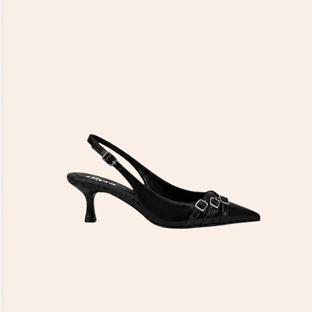 Benita — Escarpins Slingback Vernis Noirs