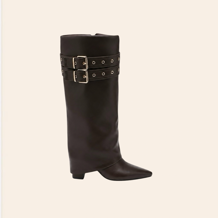 Lylou — Bottes Hautes à Doubles Boucles Marron