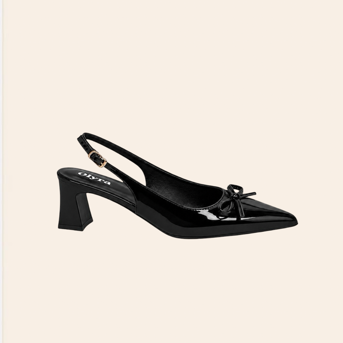 Isalie — Escarpins Slingback Vernis à Nœud