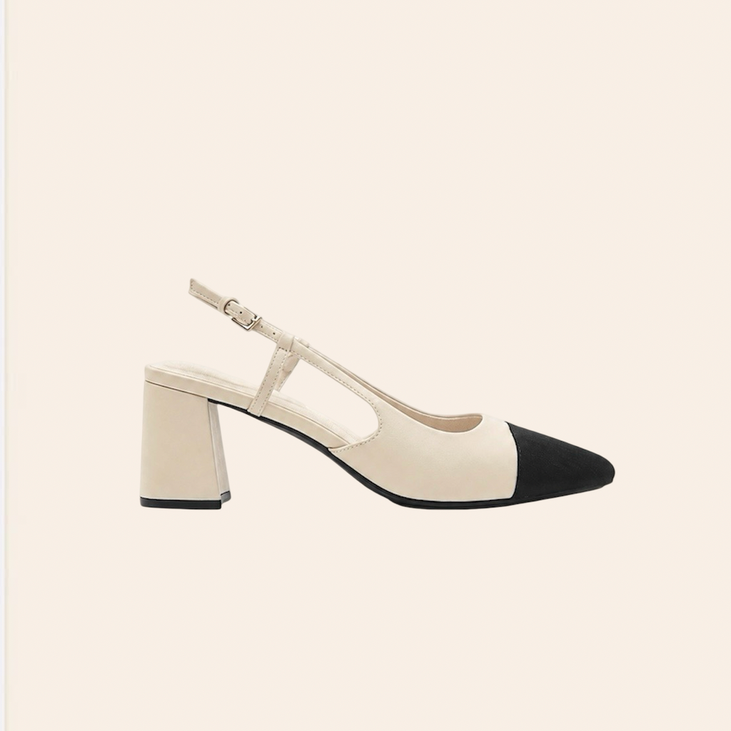 Kiara — Escarpins Slingback Crème/Noirs