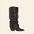 Vinali — Bottes Hautes Plissées Effet Cuir Marron