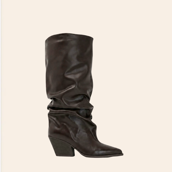 Vinali — Bottes Hautes Plissées Effet Cuir Marron