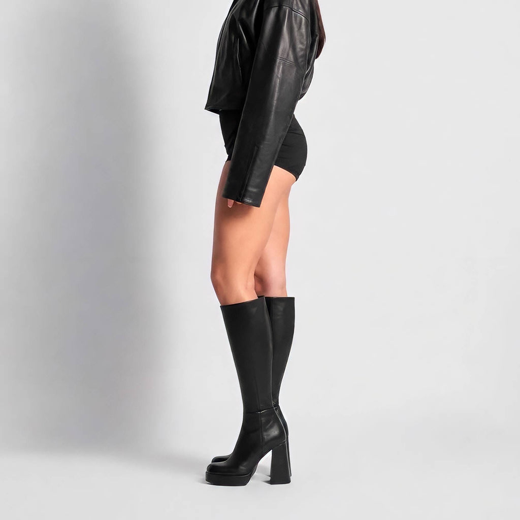 Lili — Bottes Hautes à Plateforme Noires