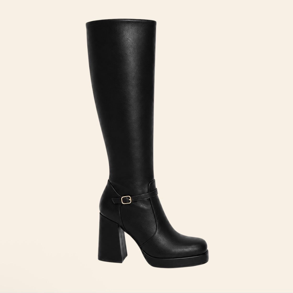 Charlotte — Bottes Hautes à Plateforme et Boucle Noires