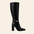 Zéliane — Bottes Hautes à Boucle et Talon Bloc Noires