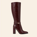 Zéliane — Bottes Hautes à Boucle et Talon Bloc Bordeaux
